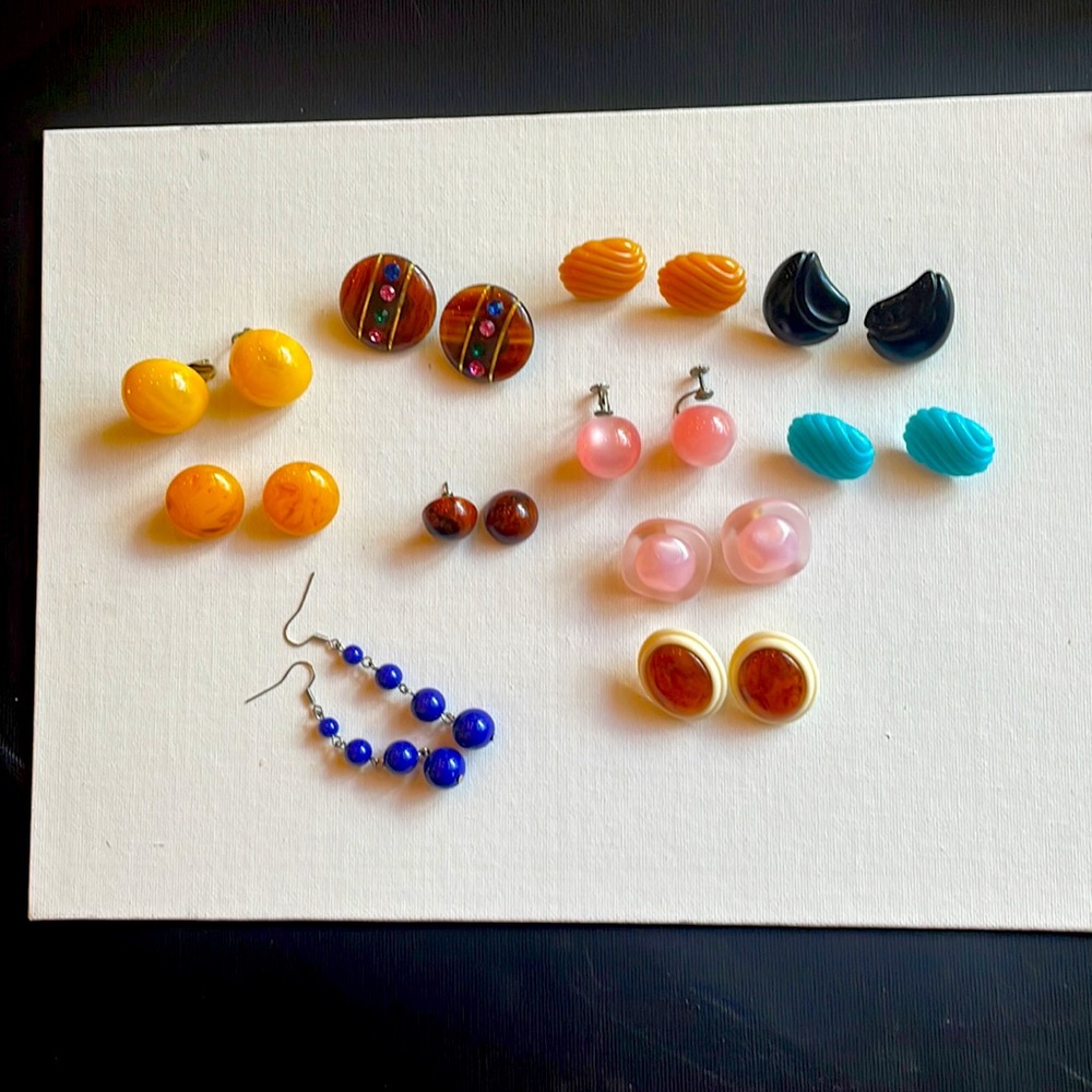 Vintage Bakelite and Resin Earrings Lot